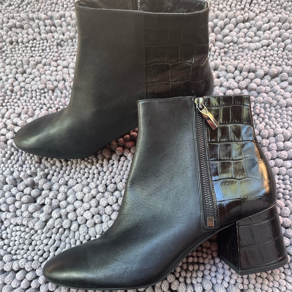 Michael Kors Black Croc-Embossed Ankle Boots